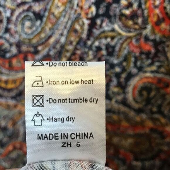 DouBCQ‎ Womens Dress Size 2XL Pleated Flowy Pockets Casual Orange Paisley New - Picture 9 of 10